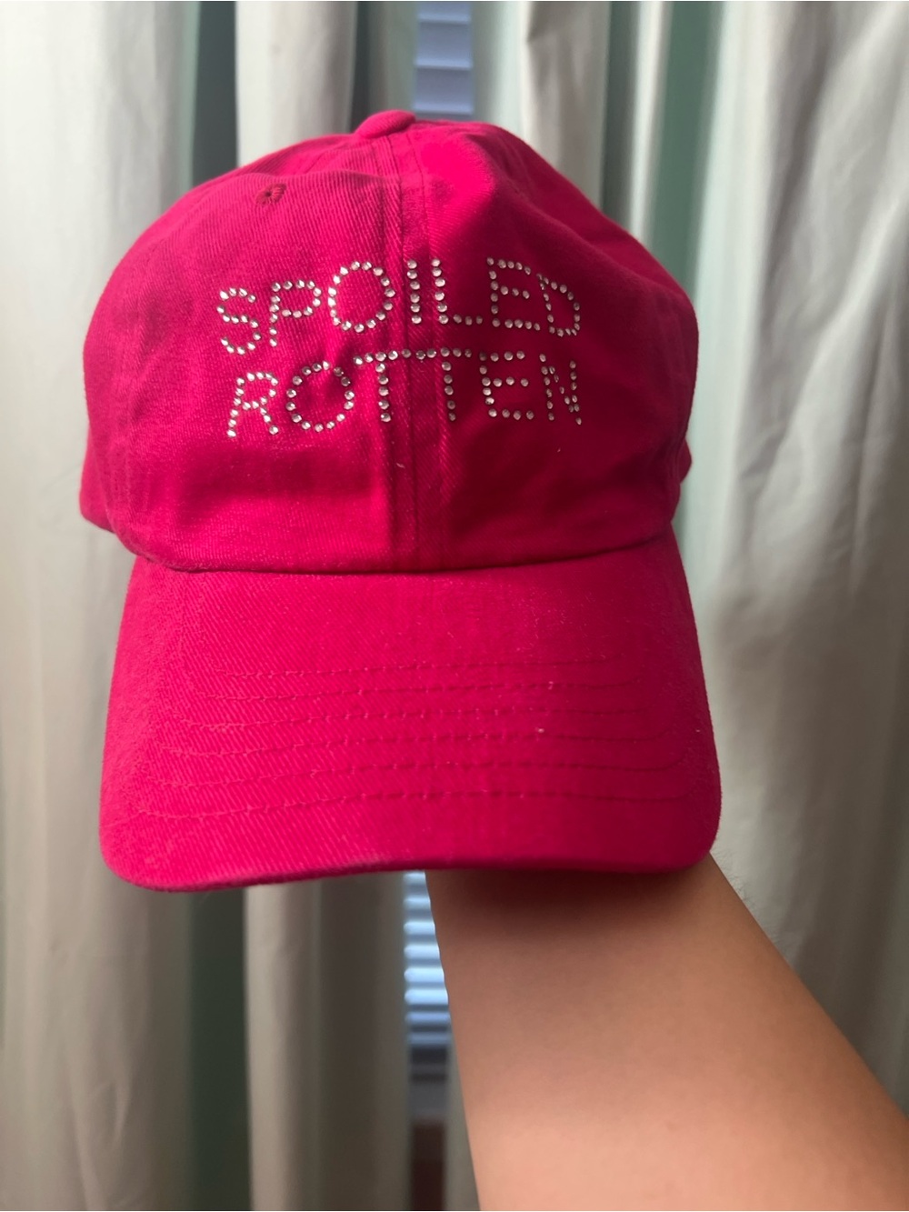 Girls Hot Pink Crystal 'Spoiled Rotten' Baseball Cap